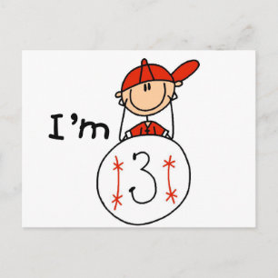 T-shirts en cadeaus voor jongenshonkbal Ik ben 3 Briefkaart
