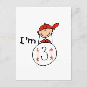 T-shirts en cadeaus voor jongenshonkbal Ik ben 3 Briefkaart