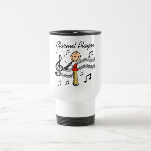 T-shirts en cadeaus voor klarinetspeler stickfigur reisbeker