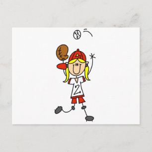 T-shirts en cadeaus voor meisjes die honkballen va briefkaart