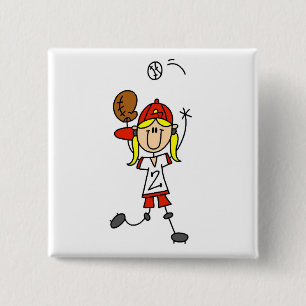 T-shirts en cadeaus voor meisjes die honkballen va vierkante button 5,1 cm