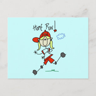 T-shirts en cadeaus voor meisjes honkbal thuisrun briefkaart