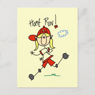 T-shirts en cadeaus voor meisjes honkbal thuisrun briefkaart