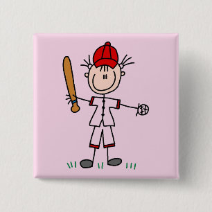 T-shirts en cadeaus voor meisjes honkbalspelers vierkante button 5,1 cm