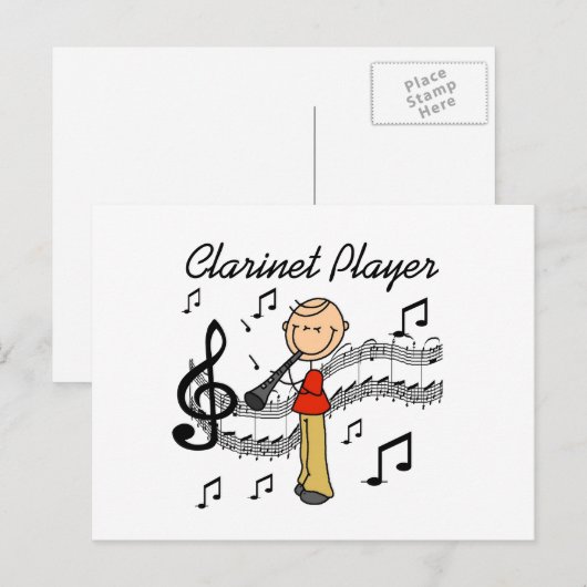 T-shirts en Gift van de Speler van de Klarinet van Briefkaart (Voorkant / Achterkant)