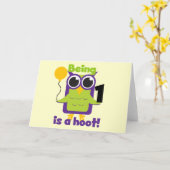 T-shirts en Giften van de Verjaardag van de Uil Kaart (Gele Bloem)