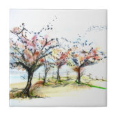 T - shirts en vogels in het najaar tegeltje (Voorkant)