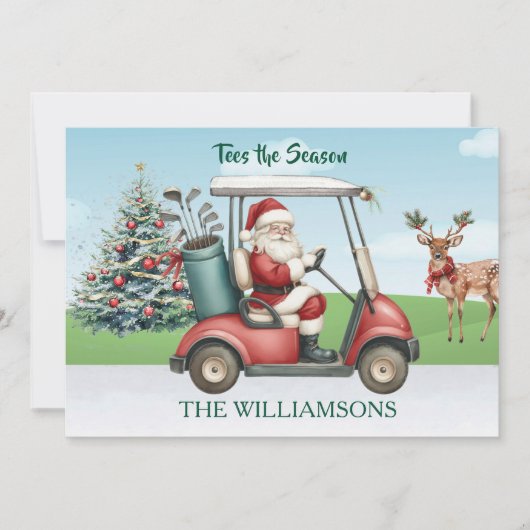 T - SHIRTS HET SEIZOEN KERSTSANTA SPEELT GOLF FEESTDAGENKAART (Voorkant)