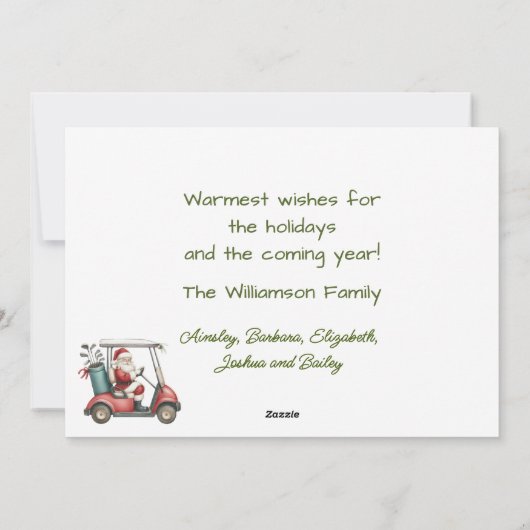 T - SHIRTS HET SEIZOEN KERSTSANTA SPEELT GOLF FEESTDAGENKAART (Achterkant)