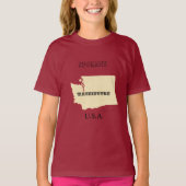 T-shirts - Kaart van Washington met plaatsnaam (Voorkant)