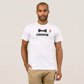T-shirts met bruidegom vlinderdas rode roos (Voorkant volledig)
