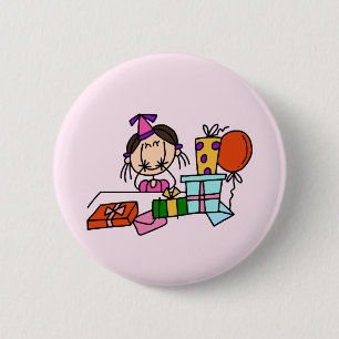 T-shirts met bruin haar voor meisjes met verjaarda ronde button 5,7 cm