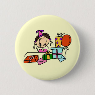 T-shirts met bruin haar voor meisjes met verjaarda ronde button 5,7 cm
