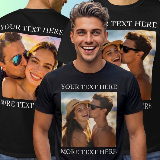 T-shirts met dubbele bedrukking, eigen foto en tek