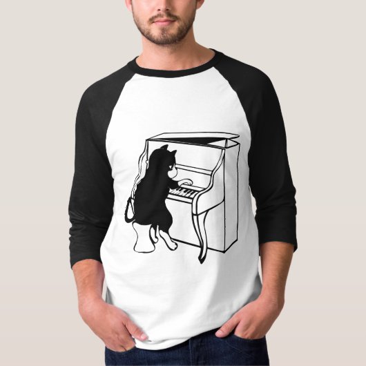 T-shirts met katten PIANO (Voorkant)