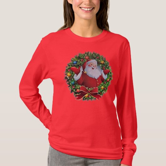 T-shirts met lange mouwen en Kerstman (Voorkant)