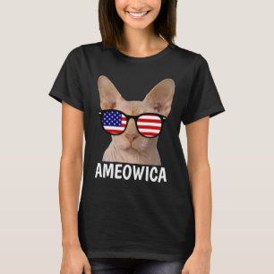 T-shirts met patriottische kat, Sphynx, AMEOWICA T