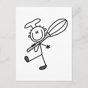 T-shirts met Stokfiguur Chef met Gardeerlepel Briefkaart