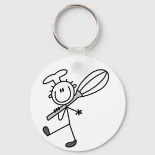 T-shirts met Stokfiguur Chef met Gardeerlepel Sleutelhanger