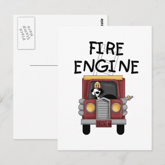 T-shirts met vuurmotor en schenkingen briefkaart (Voorkant / Achterkant)