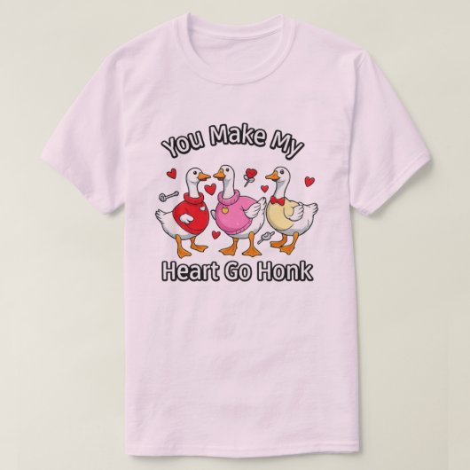 T-shirts met 'You make my heart go honk' (Design voorkant)