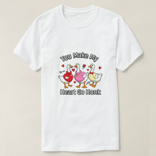 T-shirts met 'You make my heart go honk' (Design voorkant)