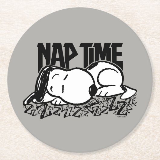 T - shirts | Snoopy Nap Time Ronde Kartonnen Onderzetter (Voorkant)