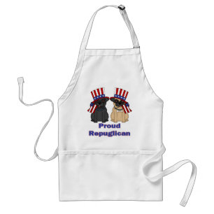 T - shirts van Proud Repuglican Fawn and Black Pug Standaard Schort