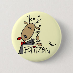 T-shirts voor rendieren van Blitzen en Gifts Ronde Button 5,7 Cm