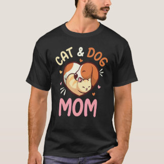 T-shirts voor vrouwen met kat en hond Moeder Moede