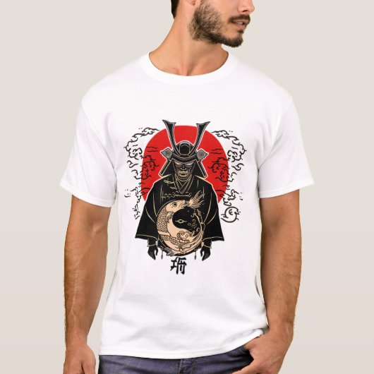 T-ShirtSamurai and Rising Sun – Japanese Art Illus T-shirt (Voorkant)