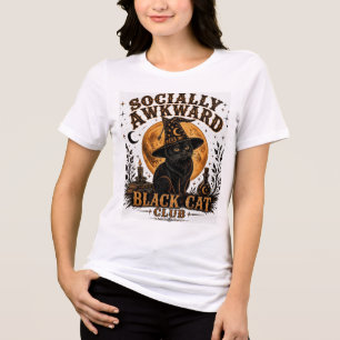 T-shirtSociaal Ongeschikte Zwarte Kat Club Shirt -