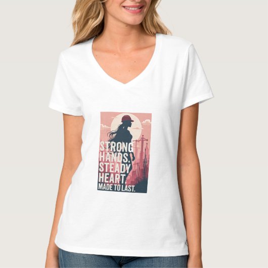 T-shirtSterk Vrouw Bouwvakker Poster T-shirt (Voorkant)