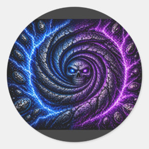 T-ShirtVuur vs IJs Schedel Wervelwind Optische Ill Ronde Sticker