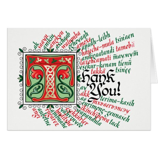 T staat voor kaartje met dankjewel (Voorkant Horizontaal)