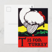 T staat voor kalkoen briefkaart (Voorkant / Achterkant)