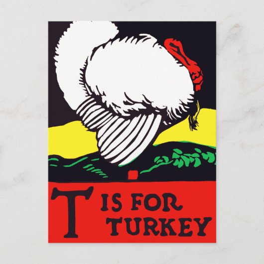 T staat voor kalkoen briefkaart (Voorkant)