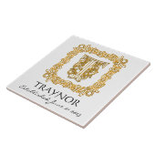 "T" Surname Weddenschap Jubileum Dag Monogram Tege Tegeltje (Zijkant)