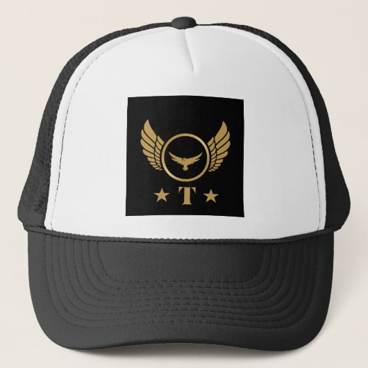 T Symbool Logo Initiaal Gold Eagle Monogram-Pet Sc Trucker Pet (Voorkant)
