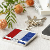 T Tango Nautical Signal Flag + Jouw naam Sleutelhanger (Zijkant)