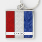 T Tango Nautical Signal Flag + Jouw naam Sleutelhanger (Voorkant)