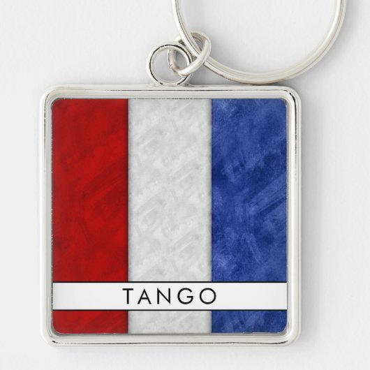T Tango Nautical Signal Flag + Jouw naam Sleutelhanger (Voorkant)