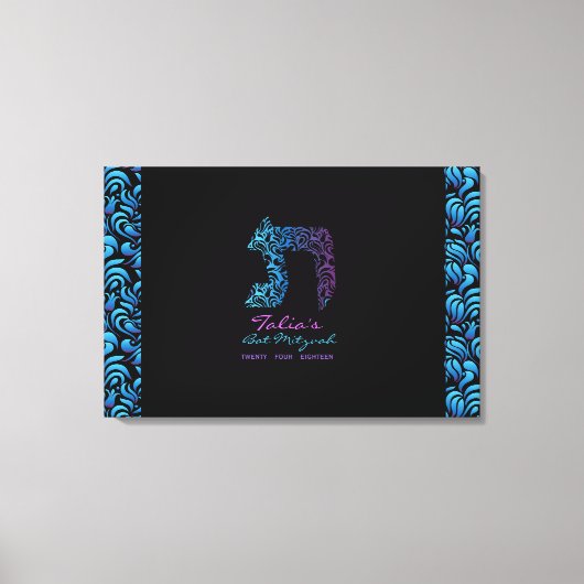 T Tet Hebreeuwse letter BAT Mitzvah Inlogbord Canvas Afdruk (Voorkant)