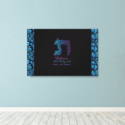 T Tet Hebreeuwse letter BAT Mitzvah Inlogbord Canvas Afdruk (Insitu (Houten vloer))