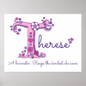 T Therese initiaal doodle art name betekent Poster (Voorkant)