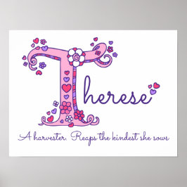 T Therese initiaal doodle art name betekent Poster