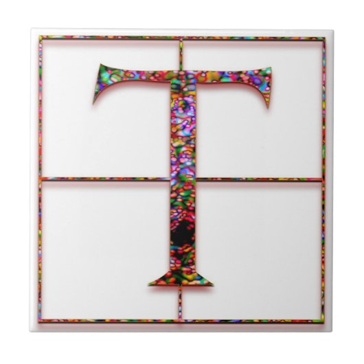 T Trajanus Red Custom Monogram Tegel Tegeltje (Voorkant)