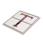 T Trajanus Red Custom Monogram Tegel Tegeltje (Zijkant)