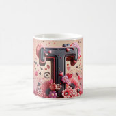 T Valentine Alphabet 3D Magische Mok (Center)