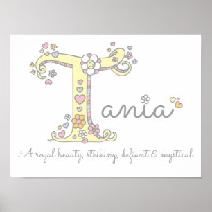 T voor Tania monogram letter art name betekenend Poster